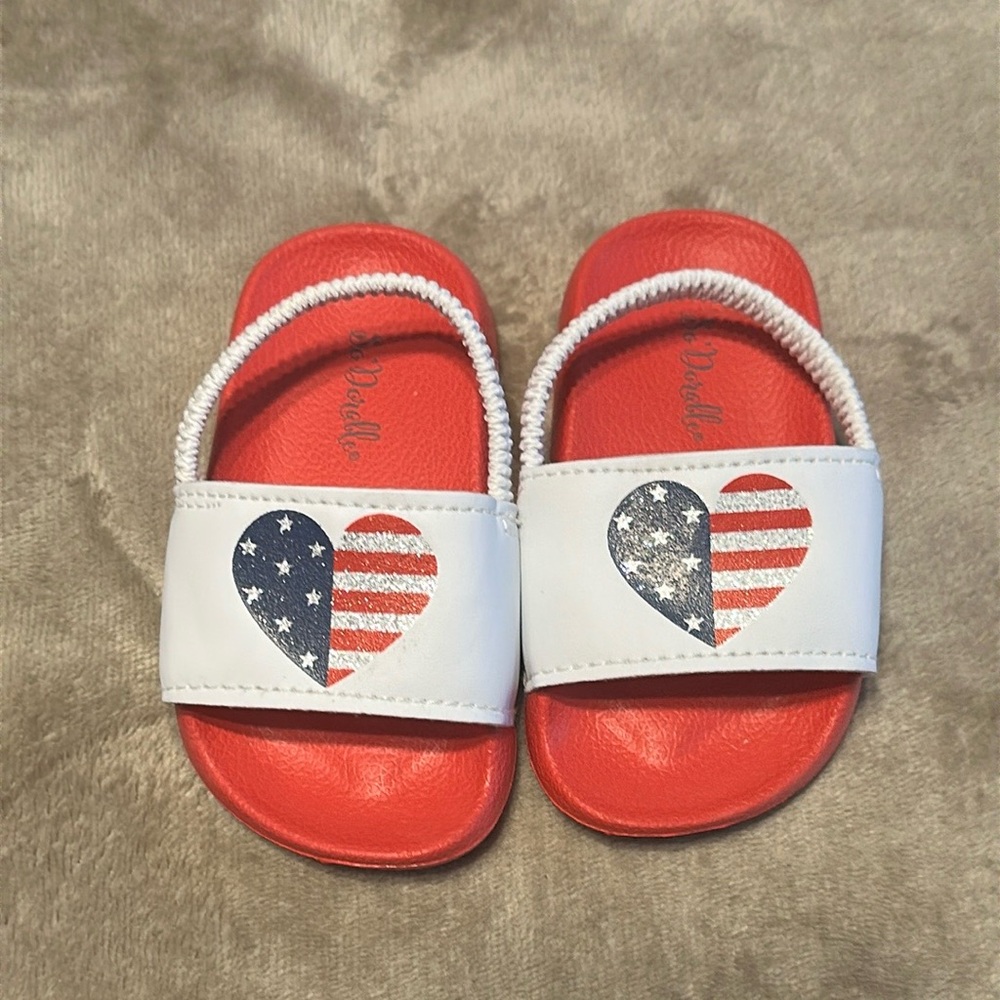 Patriotic Red and White Kids Sandals 4